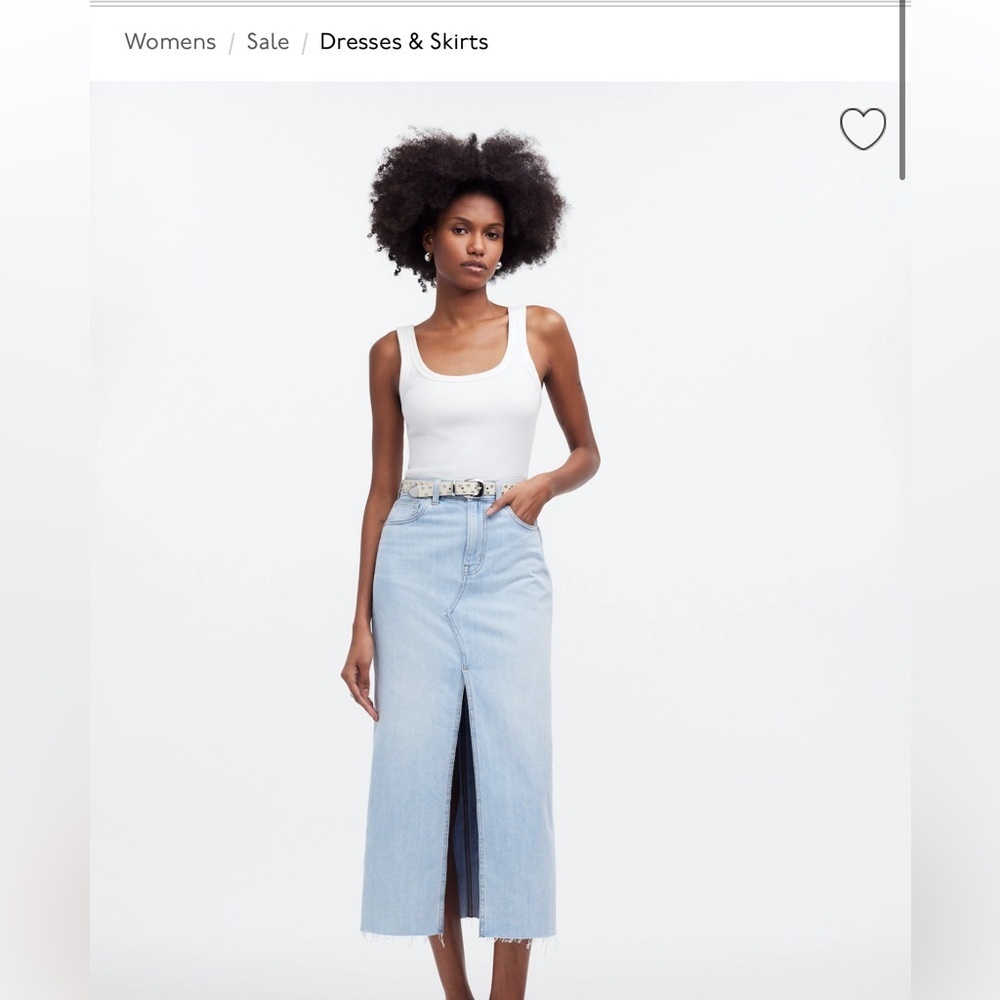 Madewell Rilee Denim Midi Skirt, size 25, NWT